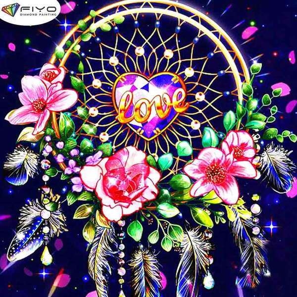 FIYO Flower Dream Catcher Diamond Painting Kits For Adults DIY 5D ...