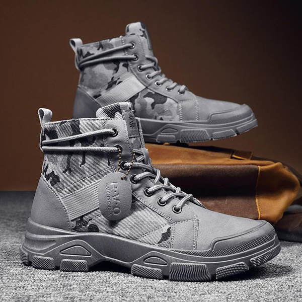 Fashion Autumn Winter Military Boots for Men Non-slip Work Shoes for Men  High-top Sneakers Shoes Camouflage Desert Boots
