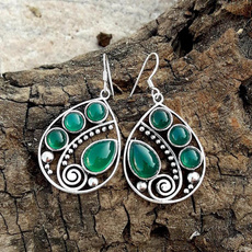 Green, Dangle Earring, Jewelry, 925 silver earrings