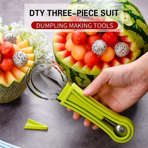 4 in 1 Melon Cutter Scoop Fruit Carving Knife Fruit Cutter Dig Pulp  Separator Kitchen Gadgets Acces