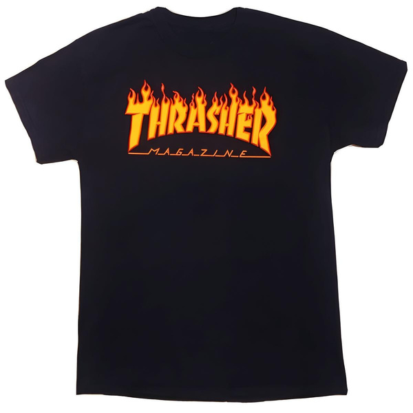 Thrasher Men's Flame Logo Short Sleeve Cotton T Shirt White/Black/Grey ...