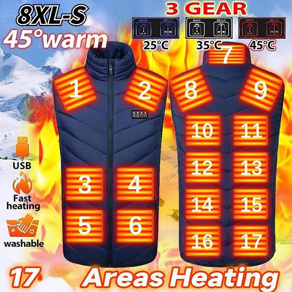 2023 Mens Heated Vest Jacket Electric Winter Keep Warm Body Warmer