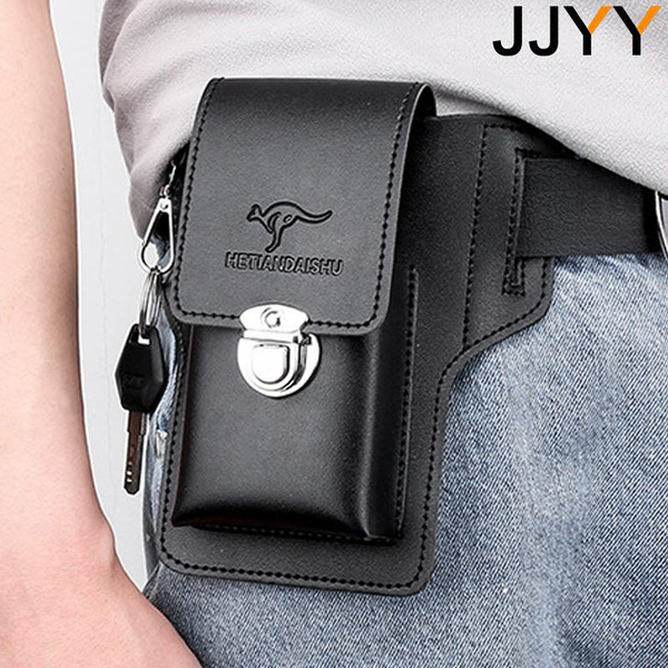 JJYY 1PC/2Pcs Multifunctional Men Leather Vintage Pack Waist Bag
