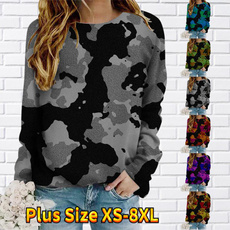 Plus Size, Women's Casual Tops, christmasroundneck, Spring