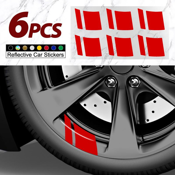 6Pcs Personalized Wheel Rim Vinyl Stickers Car Fashion Hash Mark Stripe ...