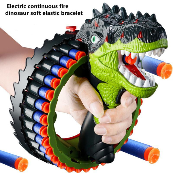 Nerf Guns Electric Toy Guns,Dinosaur Toy Gun,34 Burst Automatic Toys Guns  EVA Soft Bullet Wrist Blasting Soft Bullet Gun 40 Dart Drum Built-in  Rechargeable Battery