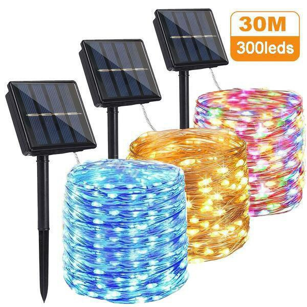 30/50/100/200/300LEDs LED Outdoor Solar Lamp String Lights 3/5/10/20 ...
