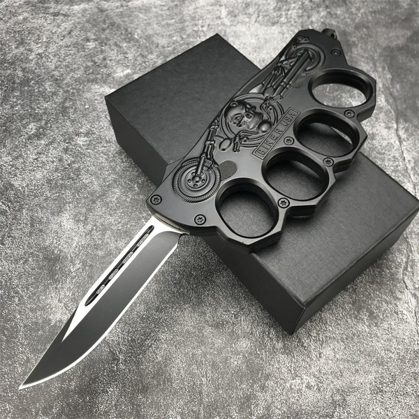 2022 Tactical Brass Knuckle OTF AUTO Straight Out The Front Dagger