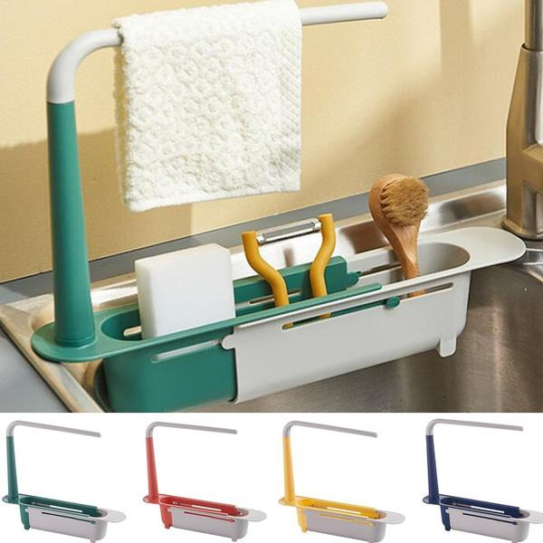 NiHome Telescopic Kitchen Over Sink Organizer with Towel Hanger