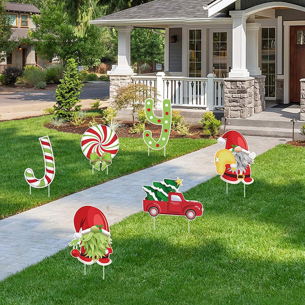 Christmas Yard Signs Stakes Outdoor Decorations 6PCS Xmas Lawn Decorations Signs Joy, Car