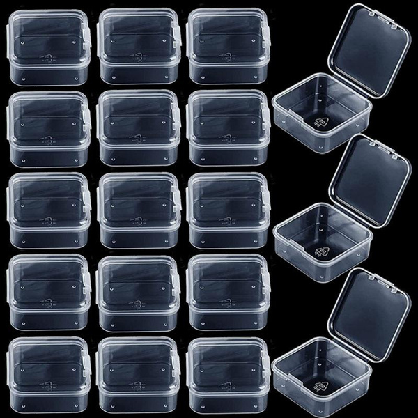 48 Packs Clear Small Plastic Containers Transparent Storage Box with Hinged  Lid