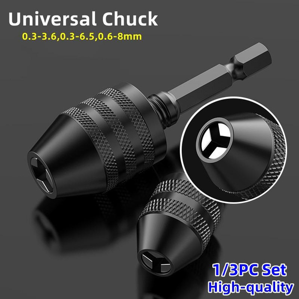 1/3PC Set Keyless 0.3-3.6mm/0.3-6.5mm/0.6-8.0mm Drill Chuck 1/4 ...