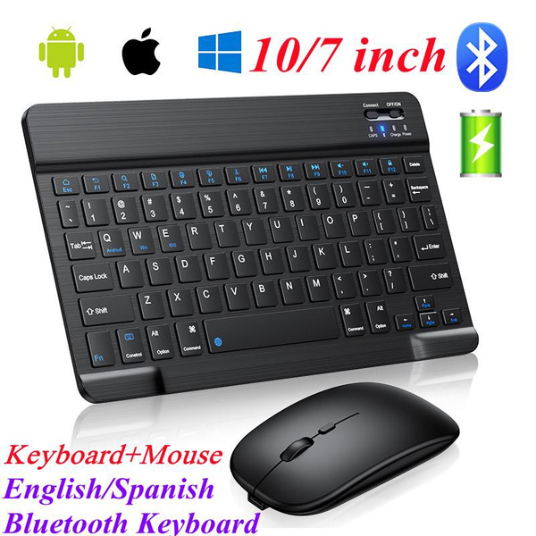 10/7 inch Wireless Keyboard Bluetooth Keyboard With Mouse English/ Spanish Mini Keyboards