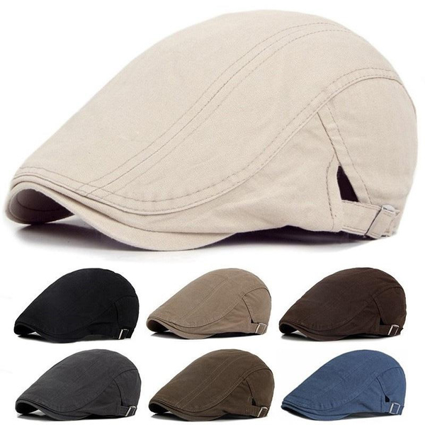 Vintage Mens Leather Flat Ivy Caps Newsboy Gatsby Bonnet Cabbie Biker