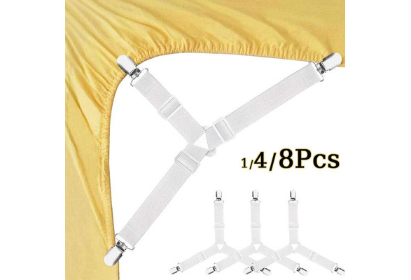 Bed Sheet Fasteners Adjustable Triangle Elastic Suspenders Gripper Holder  Straps Clip Sheet Clip for Bed Sheets Mattress Covers