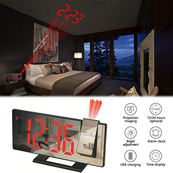 LED Digital Projection Alarm Clock for Bedroom Projection on Ceiling