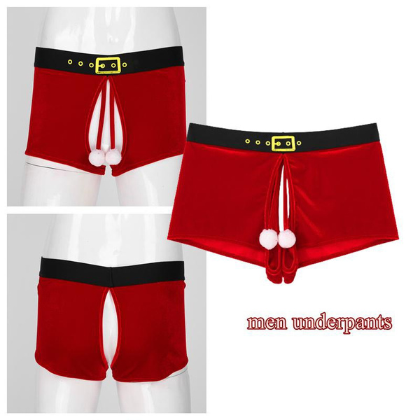 Sexy Men's Christmas Velvet Underwear Boxer Briefs Underpants Christmas
