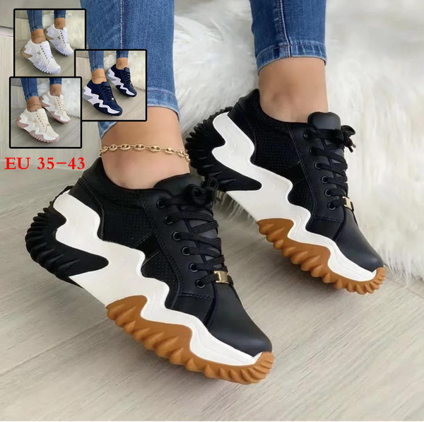 2023 NEW Women Sneakers Platform Vulcanized Shoes Breathable PU