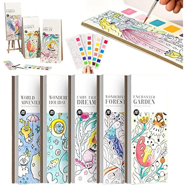 1 PCS Pocket Watercolor Painting Book, Magic Water Coloring Sketchbook ...