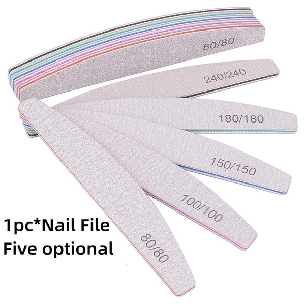 Professional Manicure Files 80/100/150/180/240 Grey Boat Nail File Gel ...