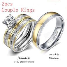 Couple Rings, Steel, DIAMOND, Joyería de pavo reales