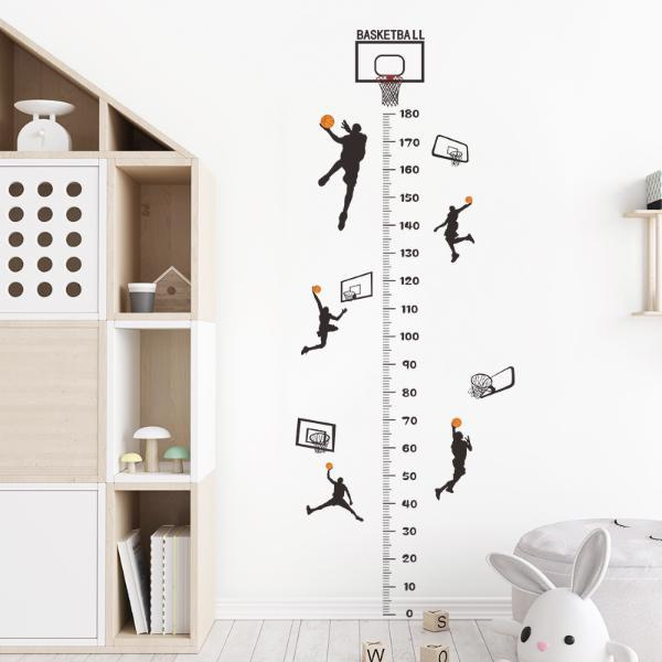 Children's basketball height growth chart wall sticker, height
