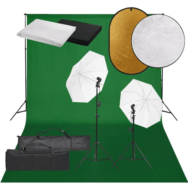Photo studio set with lighting, background and reflector Wish
