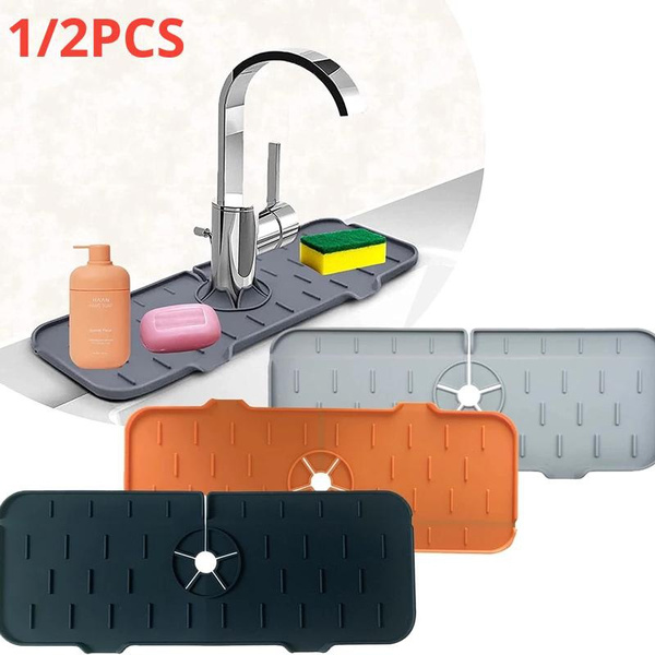 Silicone Sink Drainer Pad Faucet Catcher Tray Kitchen Faucet Sink