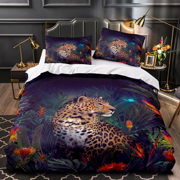3D Leopard Print Duvet Cover Double Size, Cheetah Print Bedding Set