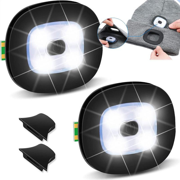 Usb rechargeable light for led knit beanie hat lighting hands free