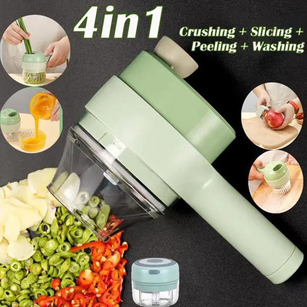 4In1 Multifunctional Electric Vegetable Cutter Slicer Garlic Mud Masher  Chopper Cutting Pressing Mixer Food Slicer