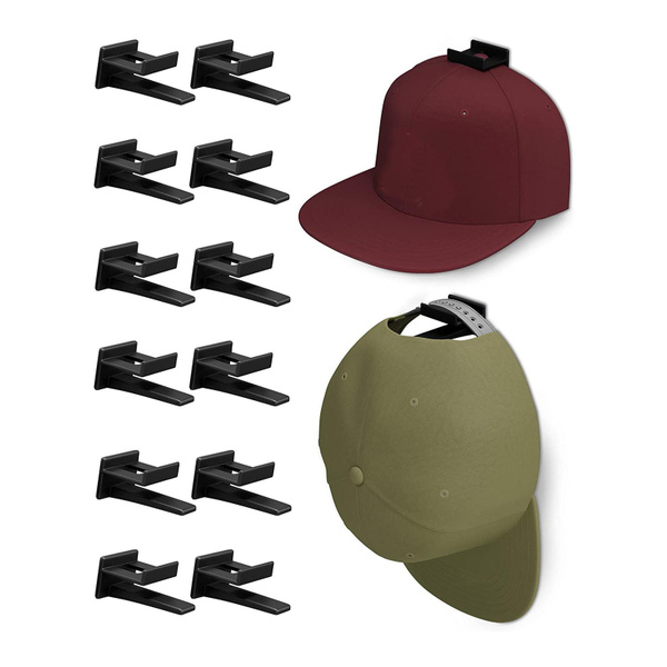 12PCS Baseball Caps Rack Hat Holder Rack Organizer Storage Baseball Caps Hangers No Drilling