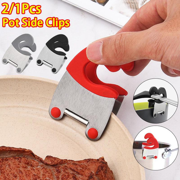 Stainless Steel Pot Side Clips Anti-scalding Spoon Holder Kitchen