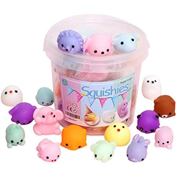 Govfrey 40pcs Mochi Squishy Toy, Mini Squishies for Kids Party Bag Fillers,  Squishy Fidget Toys， Random Quiet Critters Stress Relief Toys for Stocking