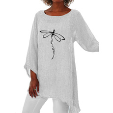 dragon fly, Plus Size, Long Sleeve, printed shirts