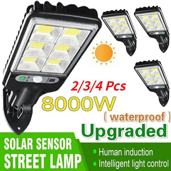 4/3/2Pack 3000W IP65 72COB Solar Powered Street Wall Lights PIR Motion