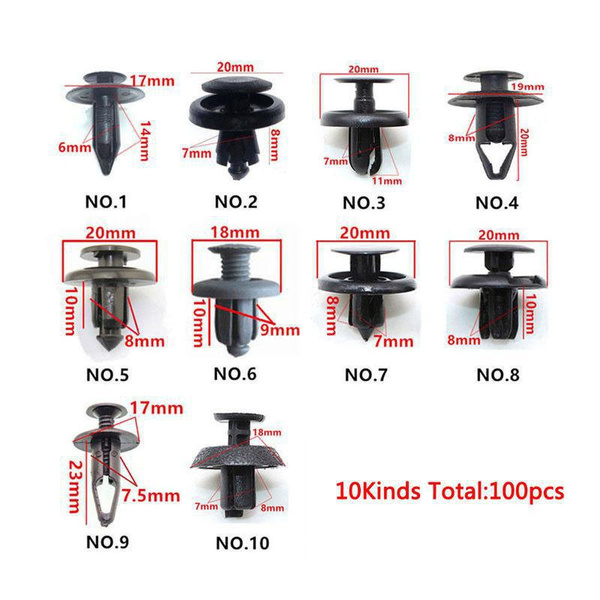 100x Auto Plastic Fastener ClipsTrunk Screw Rivet Set Car Bumper Fender