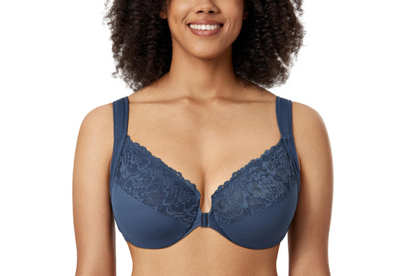  Womens Front Closure Bras Plus Size Lace Full