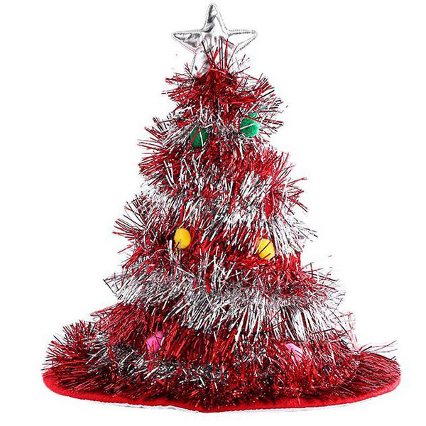Funny Party Hats Christmas Tree Tinsel Hats, Holiday Theme Hats, Santa