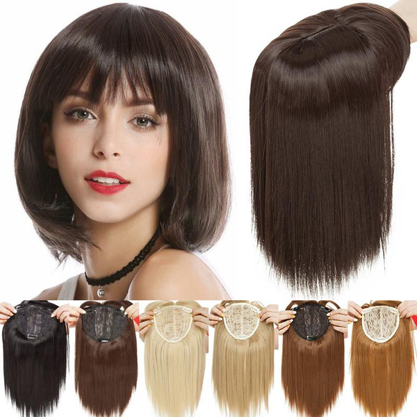 11inch Fashion Women Hair Toppers Clip In Hair Topper With Bangs Medium ...