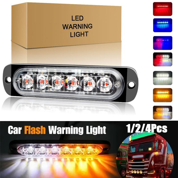 Breakdown Busters 1/2/4Pcs 6 LED Car Strobe Warning Light Grill Flashing Breakdown ...