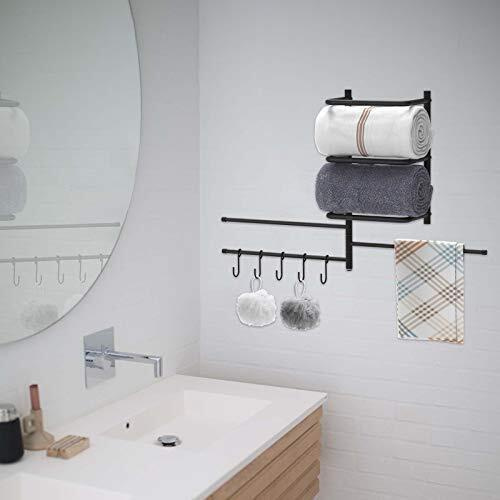 Towel Rack Bracket and Buggy Bag，WallMounted Metal Bathroom Towel Rack