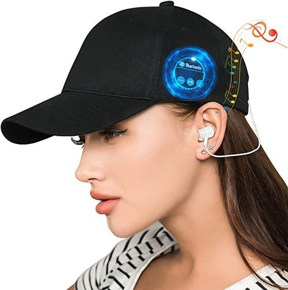 LED Light Wireless Bluetooth Adjustable Baseball Hat Wide Brim Cap Outdoor  Sport Camping Jogging Night Walking Fishing Cycling Warm Music Hats Unisex  For Boys, Girls, Teen, Students,Dad