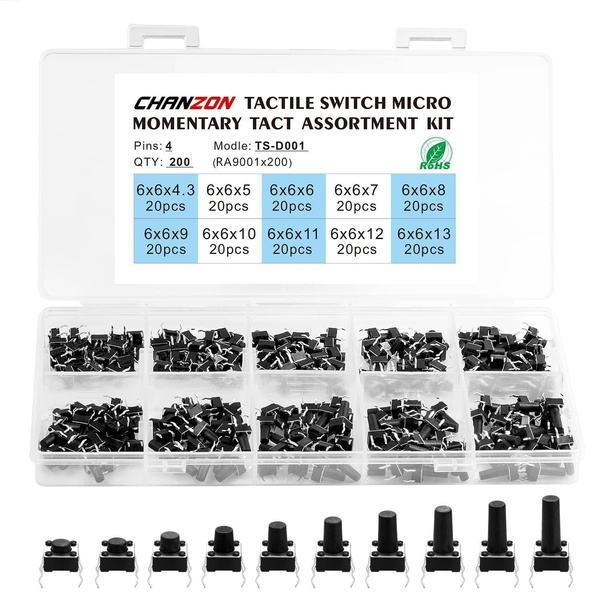 Chanzon Tact Switch Tactile Push Button Micro Momentary Switch 6x6 mm 4 ...
