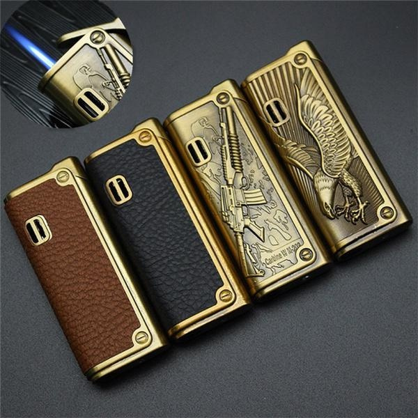 HOT Genuine Leather Cigar Punch Lighters Refillable Windproof Lighters ...