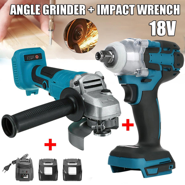 18V Cordless Brushless Power Tools Set 1/2" Electric Impact Wrench