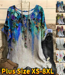 Summer, casualshortsleeve, Plus Size, fashionshortsleeve