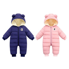Fleece, hooded, toddlerparkasromper, Winter