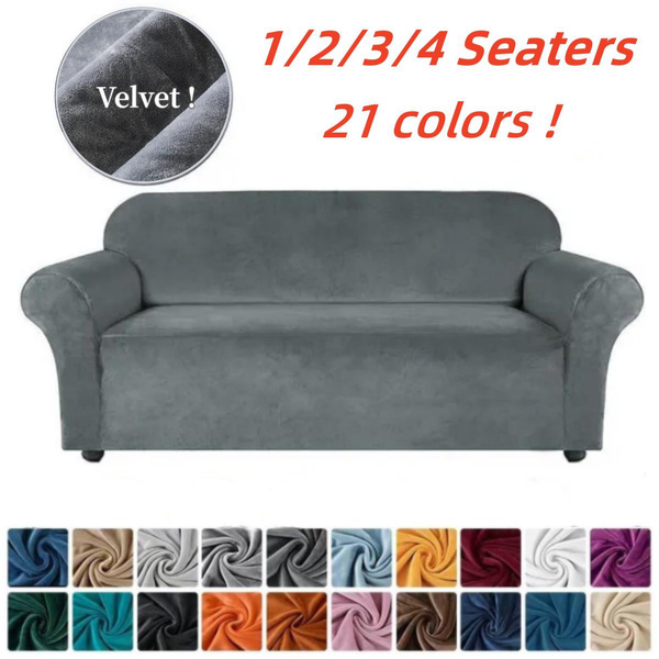 1 Piece Velvet Fabric Sofa Covers Elastic Sectional Couch Cover L
