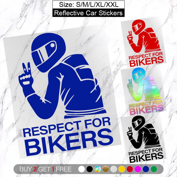 BUY 2 GET 1 FREE, RESPECT FOR BIKERS Reflective JDM Stickers Knight Car